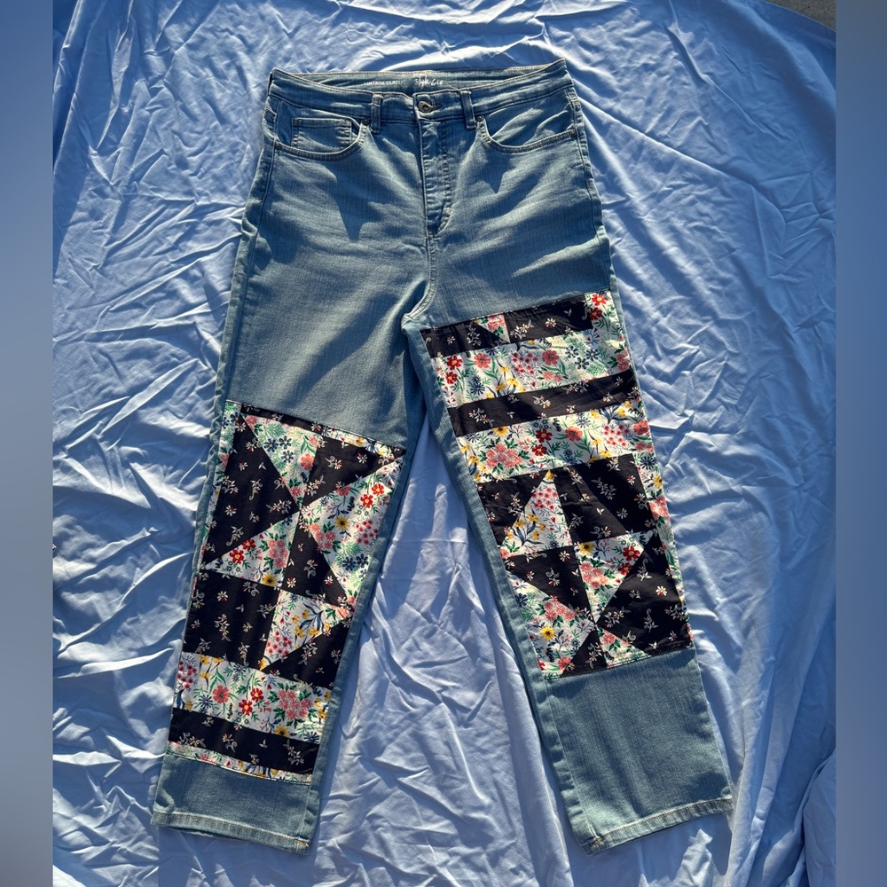 Style & Co. Vintage Classic Floral Patchwork Straight Leg Jeans